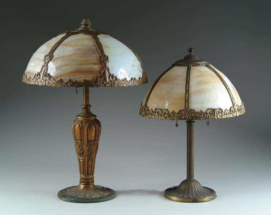 Appraisal: TWO BENT PANEL TABLE LAMPS Lot consists of two table