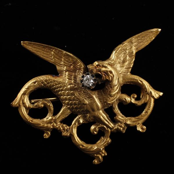 Appraisal: Antique Victorian Art Nouveau unmarked K Gold and Diamond Figural