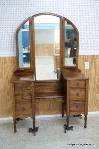 Appraisal: Antique Vanity w Batwing Panel MirrorFrom an estate dates from