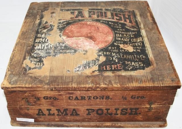 Appraisal: ALMA SHOE POLISH CHROMOLITHOGRAPH ADVERTISINGCRATE THE ORIGINAL PAPER LITHOGRAPH COVERS