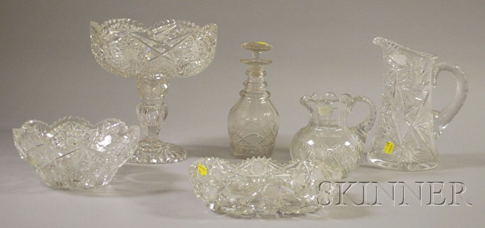 Appraisal: Six Pieces of Colorless Cut Glass a compote two bowls