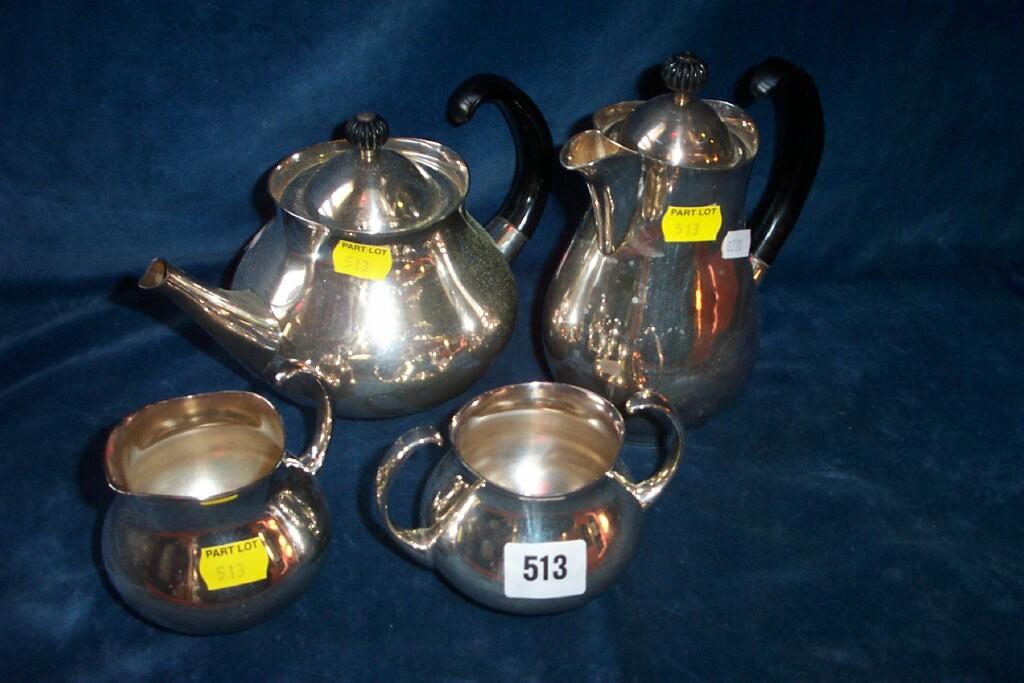 Appraisal: A four piece Elkington silver plated tea set designed by