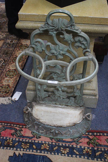 Appraisal: A TH CENTURY CAST IRON HALL STAND with pierced scrolling