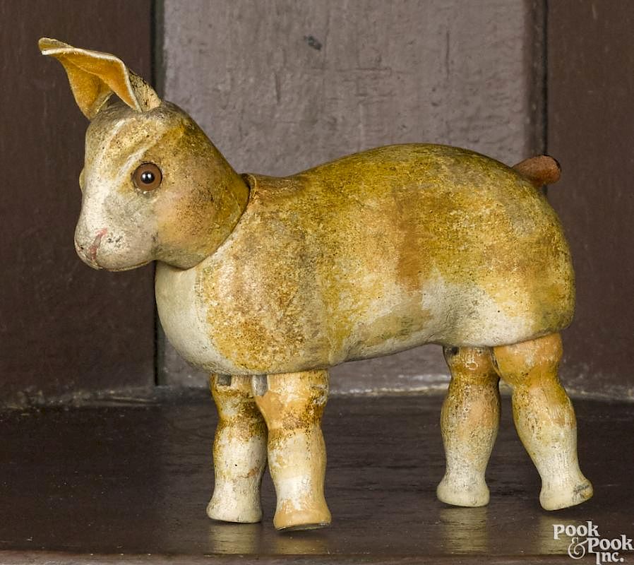 Appraisal: Schoenhut painted wood rabbit with glass eyes '' l Schoenhut