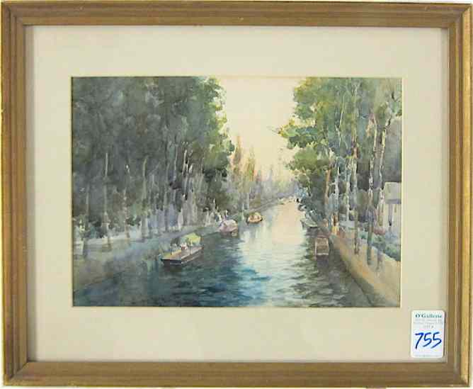 Appraisal: GINO SCALATELLI WATERCOLOR ON PAPER Italian - ''Jardines de Xochimilco