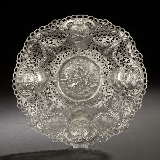 Appraisal: German Rococo-Style Silver Center Bowl second quarter th century Hanau