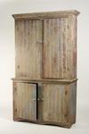 Appraisal: CUPBOARD - Two piece country pine stepback beadboard cupboard circa