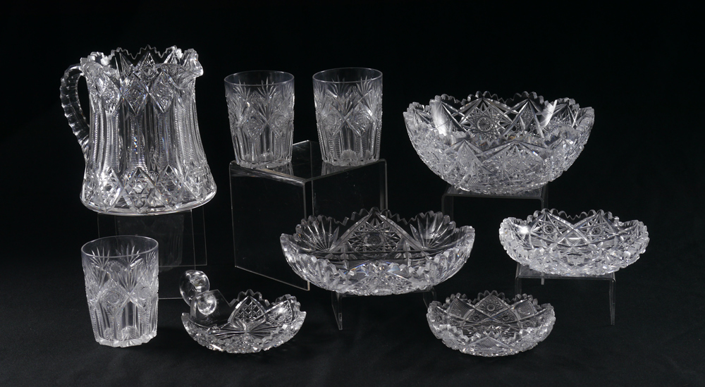 Appraisal: AMERICAN BRILLIANT CUT GLASS COLLECTION piece assembled collection to include