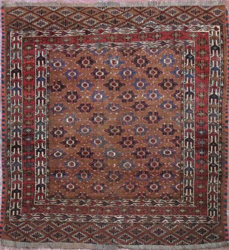 Appraisal: A Yomut rug late th century the brown field with