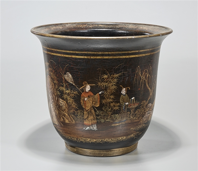 Appraisal: Chinese painted porcelain jardiniere depicting figures in a landscape setting