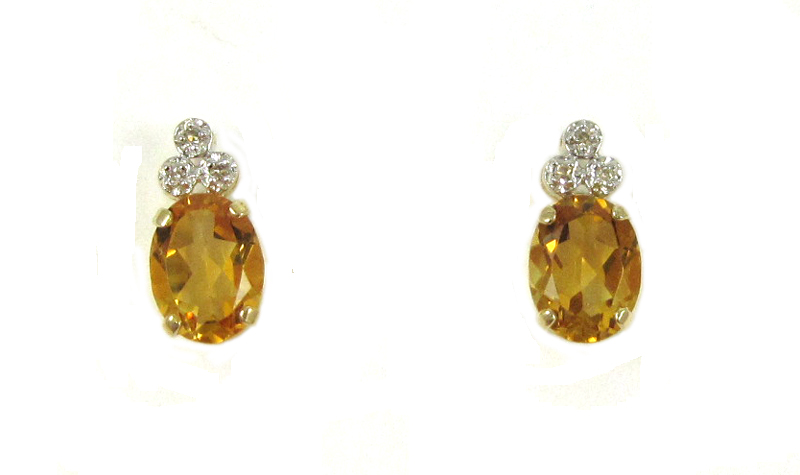 Appraisal: PAIR OF CITRINE AND DIAMOND EARRINGS each k yellow gold