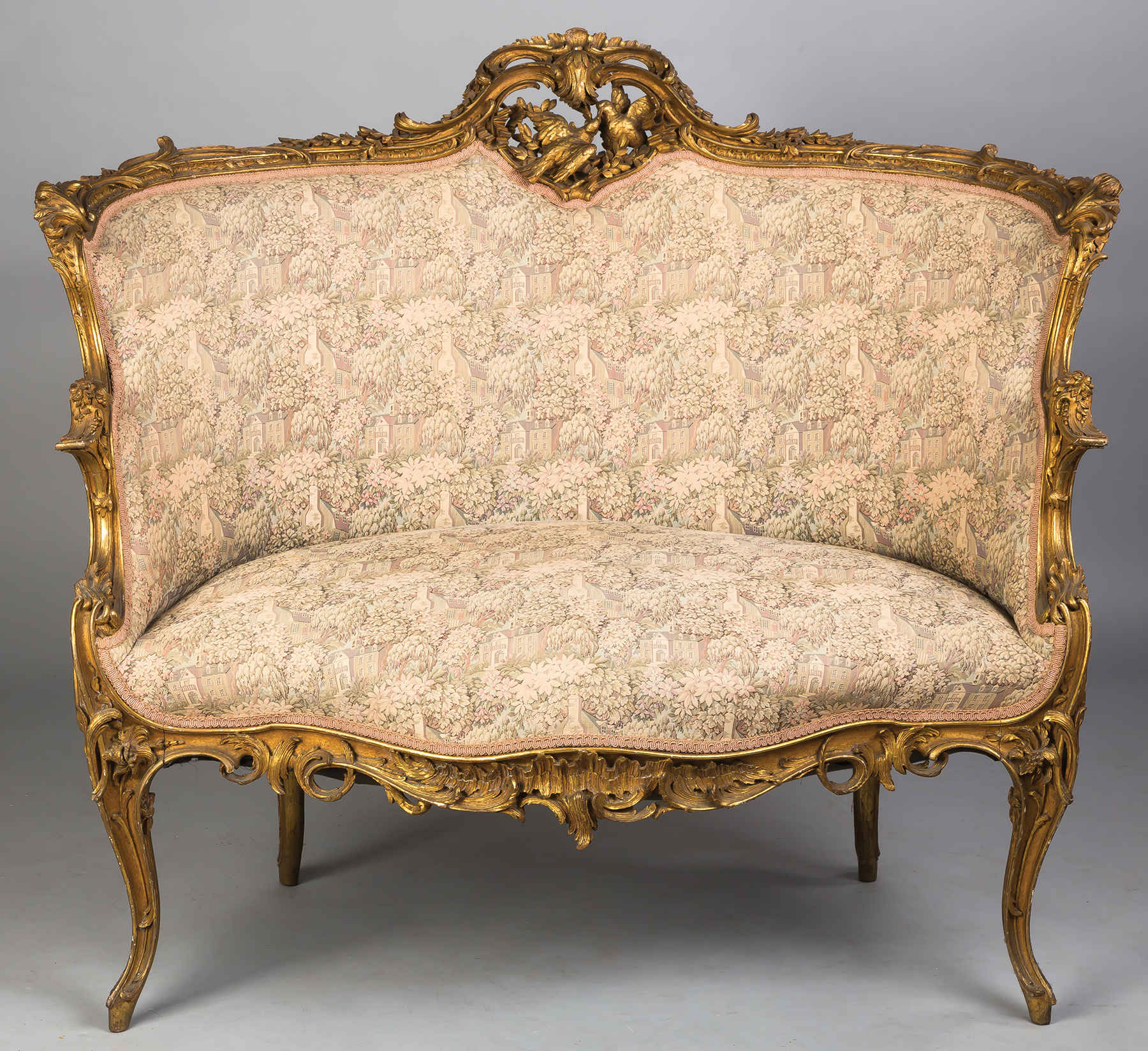 Appraisal: French Gilt Settee with Carved Birds