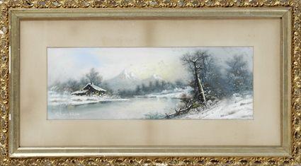 Appraisal: William Henry Chandler - Winter Landscape with Cottage Pastel on