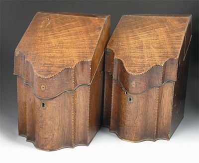 Appraisal: A pair of George III mahogany serpentine front knife boxes