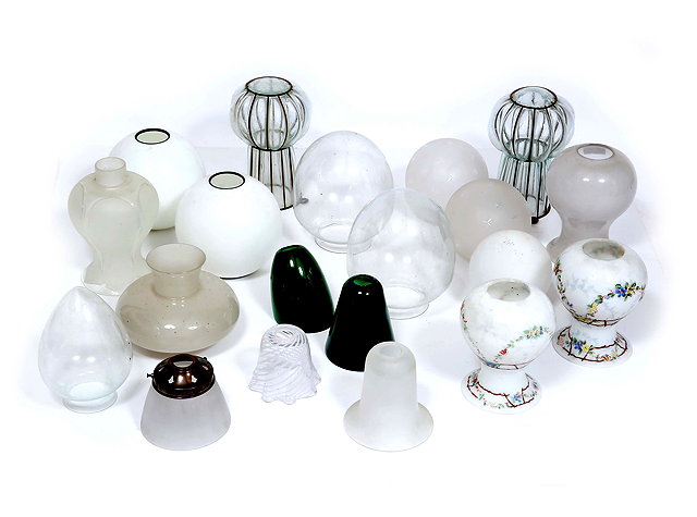 Appraisal: A GROUP OF GLASS LIGHT SHADES of varying sorts to