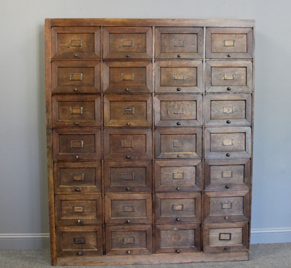 Appraisal: Antique Oak Multi Drawer Lift Top Drawer Cabinet From a