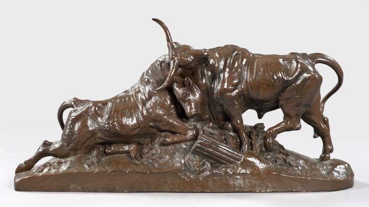 Appraisal: After Jean-Baptiste-Auguste Clesinger French - Two Bulls in Combat a