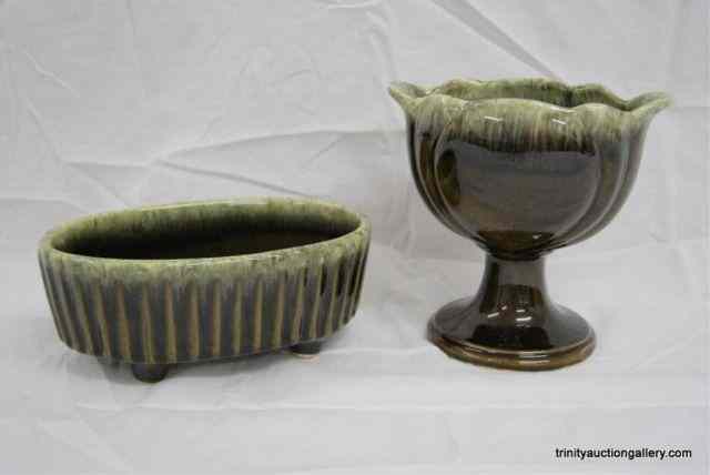 Appraisal: Vintage Hull Pottery Dark Green - Drip PlantersFrom the estate