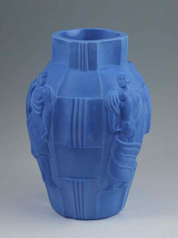 Appraisal: CURT SCHLEVOGT CZECH ART GLASS ''INGRID'' VASE Mold cast lapis