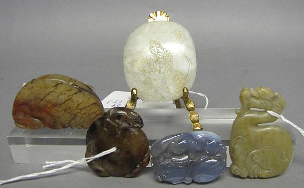 Appraisal: A group of small archaistic jade pendants The first of