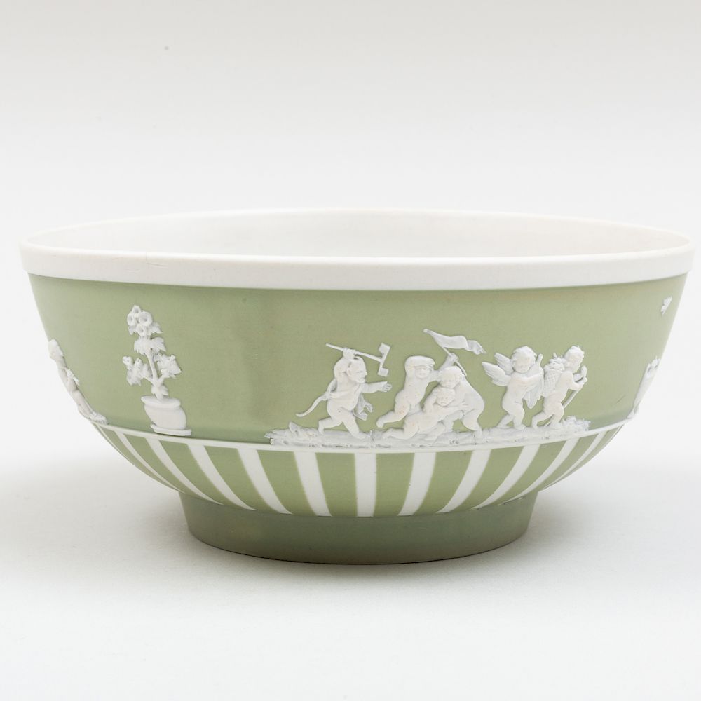 Appraisal: Wedgwood Green and White Jasperware Bowl Impressed mark with a