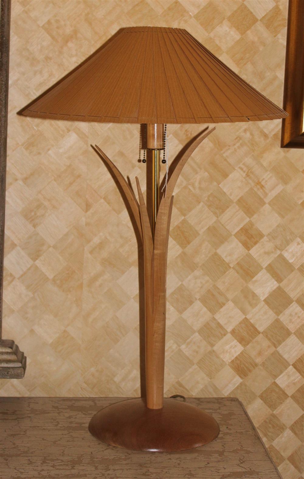 Appraisal: PAIR OF MODERN BIRCH FOLIATE LAMPS WITH BAMBOO SHADES Provenance