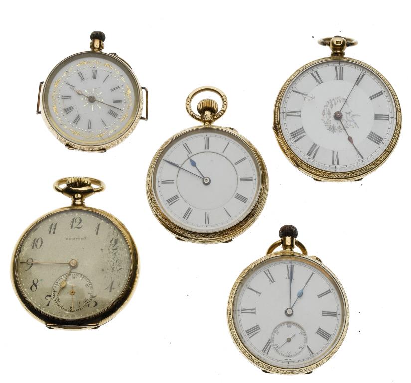 Appraisal: AN CT GOLD KEYLESS LEVER FOB WATCH with enamel dial