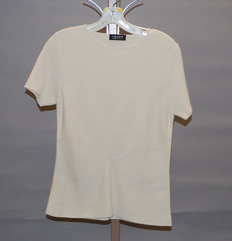 Appraisal: CHADO cream silk cashmere short sleeve ribbed knit top with