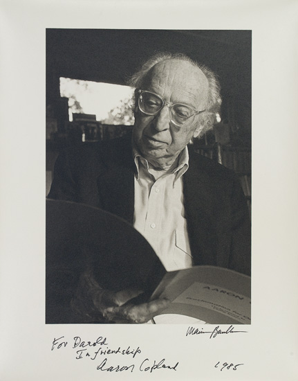 Appraisal: COPLAND AARON Photograph Signed and Inscribed For Darold In friendship