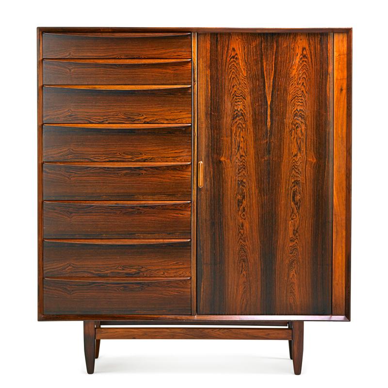 Appraisal: FALSTER Cabinet Condition Report Tambour door conceals nine drawers finished