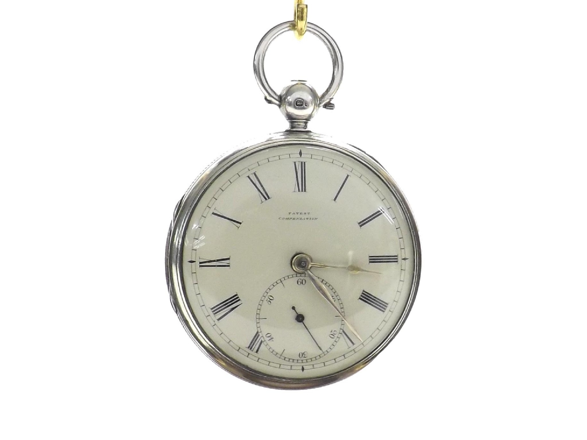 Appraisal: English silver fusee lever pocket watch with rare Patent compensation