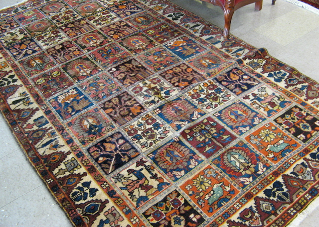 Appraisal: PERSIAN BAKHTIARI GARDEN CARPET Bakhtiar tribal southwestern Iran repeating garden