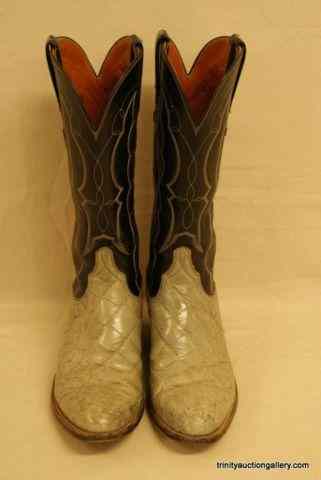 Appraisal: Lucchese Custom Grey Alligator Western BootHand crafted custom western -