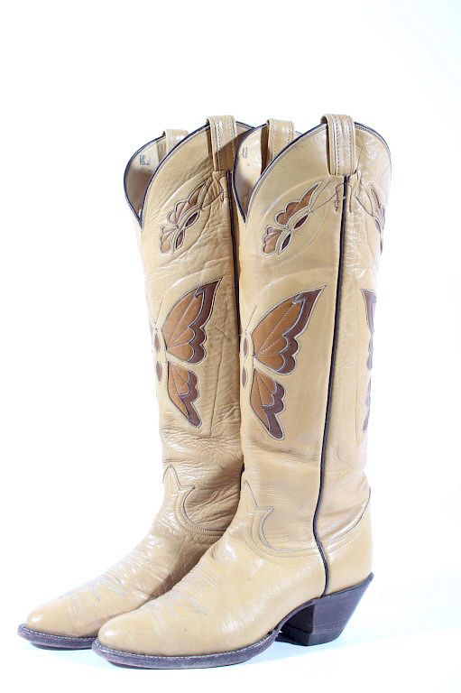 Appraisal: Tony Lama Butterfly Inlay Cowboy Boots Up for sale is