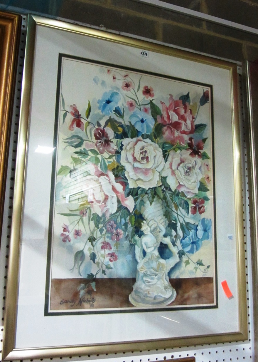 Appraisal: A group of assorted floral pictures including watercolours prints and