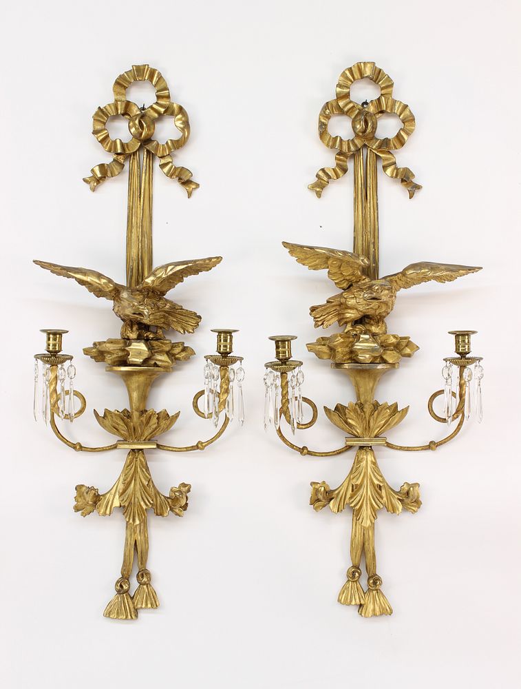 Appraisal: Very Fine Pair of American Carved Pine and Lemon Gilt