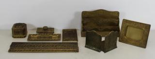 Appraisal: Tiffany Studios Gilt Bronze Desk Items To Inc blotter sides