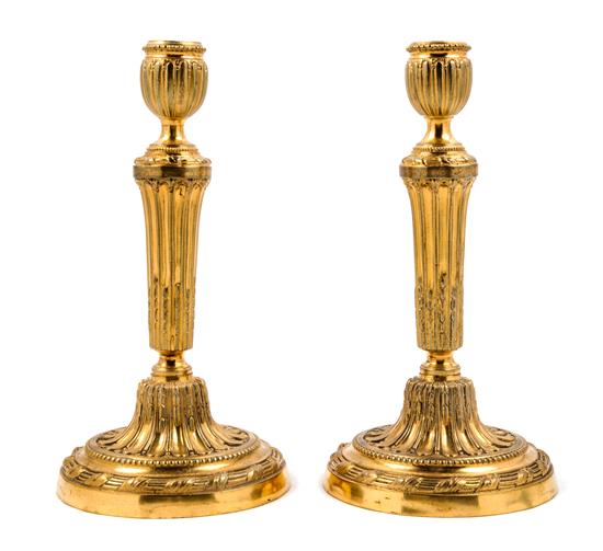 Appraisal: Sale Lot A Pair of Continental Gilt Metal Candlesticks each