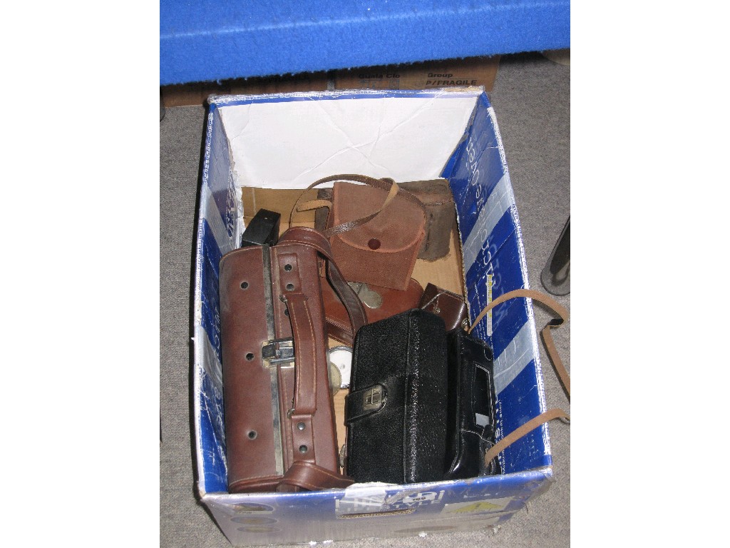 Appraisal: Box lot of photographic equipment - lenses movie camera etc