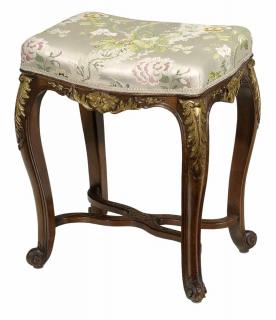 Appraisal: Louis XV Style Carved Parcel Gilt and Upholstered Footstool early