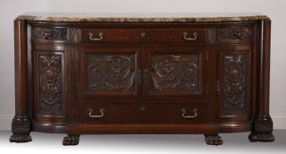 Appraisal: th c American oak marble top buffet th century American