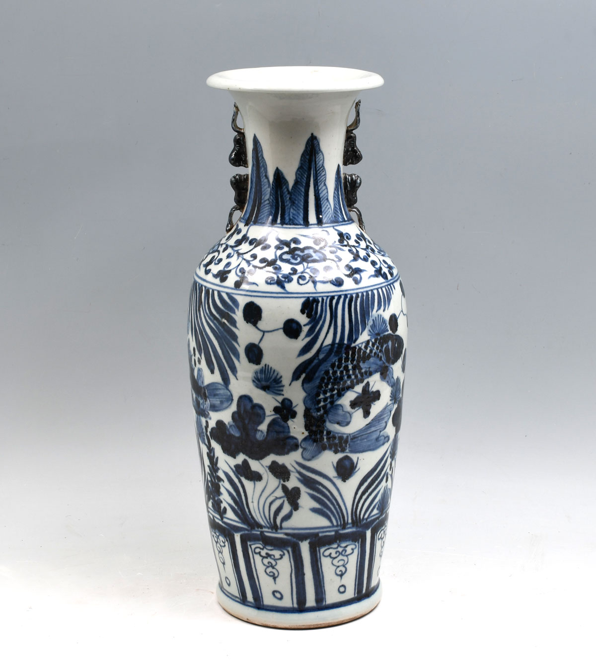 Appraisal: CHINESE BLUE AND WHITE PORCELAIN VASE Tall late th century