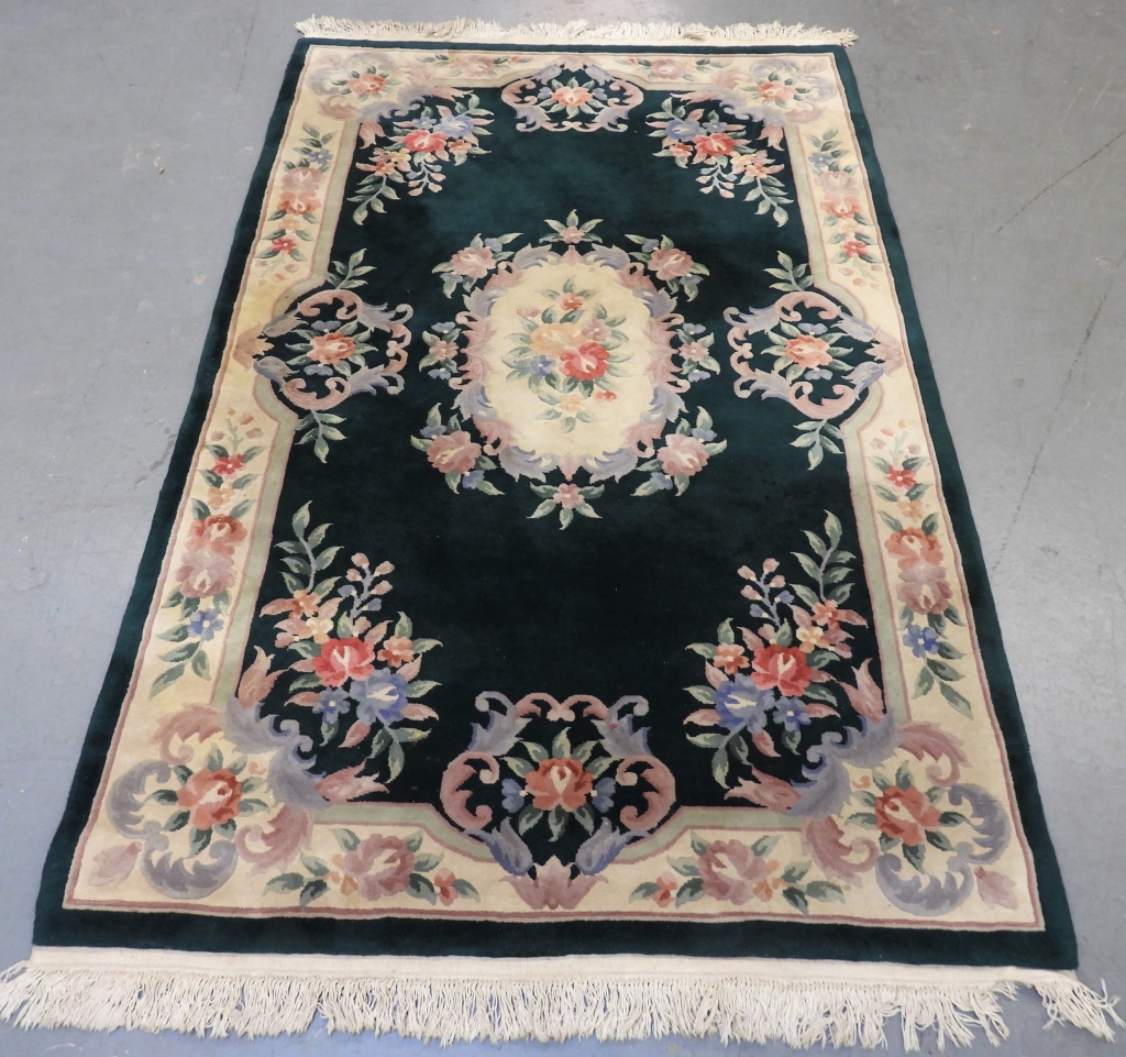 Appraisal: MIDDLE EASTERN FLORAL CARPET RUG Persia th CenturyPink cream and