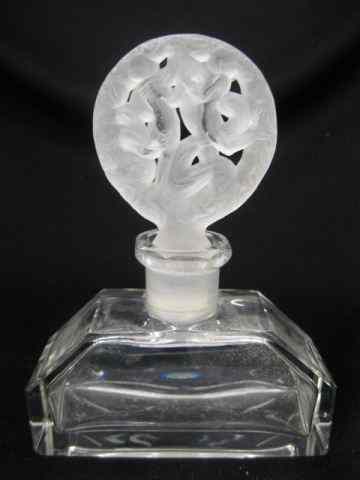 Appraisal: Czechoslovakia Art Glass Perfume Bottle frosted cut-out stopper with two