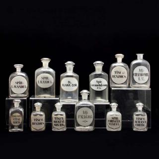 Appraisal: Group of Twelve Similar Apothecary Bottles th century clear blown