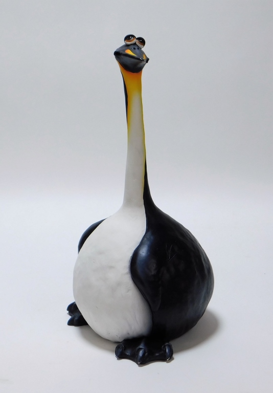 Appraisal: TODD WARNER CERAMIC PENGUIN SCULPTURE United States b Surreal cartoon