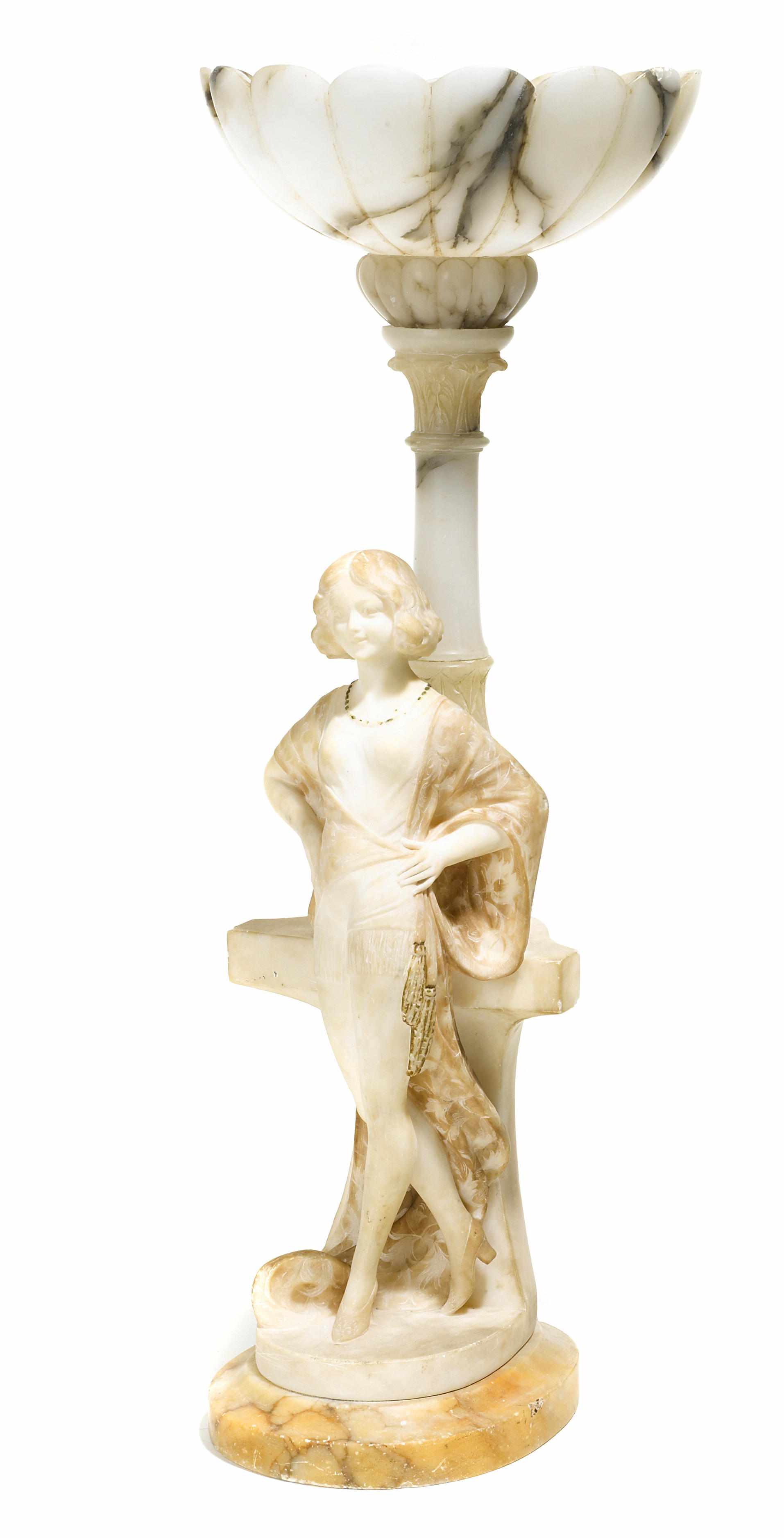 Appraisal: An Italian alabaster figural lamp height in