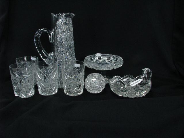 Appraisal: Group of Cut Glass Accessory Items including a '' pitcher