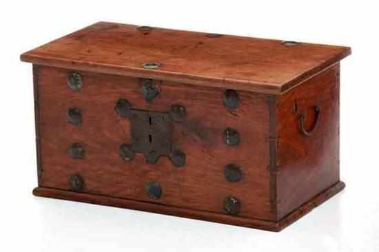 Appraisal: Oriental mahogany storage chest early th century rectangular top hinged