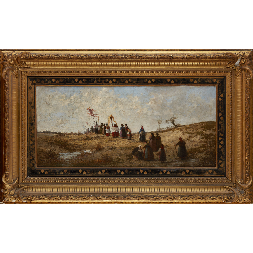 Appraisal: TH CENTURY FRENCH SCHOOL A COUNTRY PROCESSION indistinctly signed oil